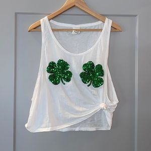 PINK Shamrock Crop Muscle Tank